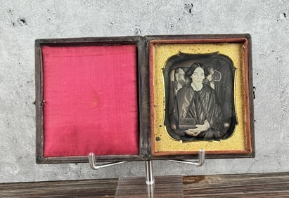 Antique Daguerreotype Photo Woman Holding Book