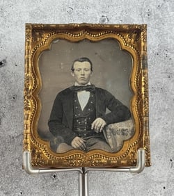 Antique Daguerreotype Photo Man with Fancy Bowtie