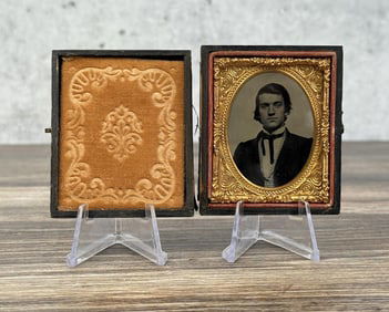 Antique Ruby Ambrotype Photo Fancy Bowtie