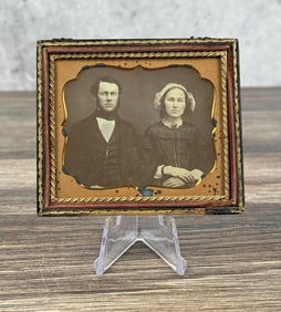 Antique Daguerreotype Photo Couple in Mourning