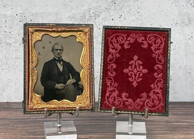 Antique Quarter Plate Ambrotype Photo Stately Man