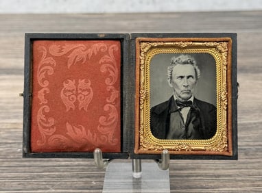 Antique Ambrotype Photo Stern Faced Man