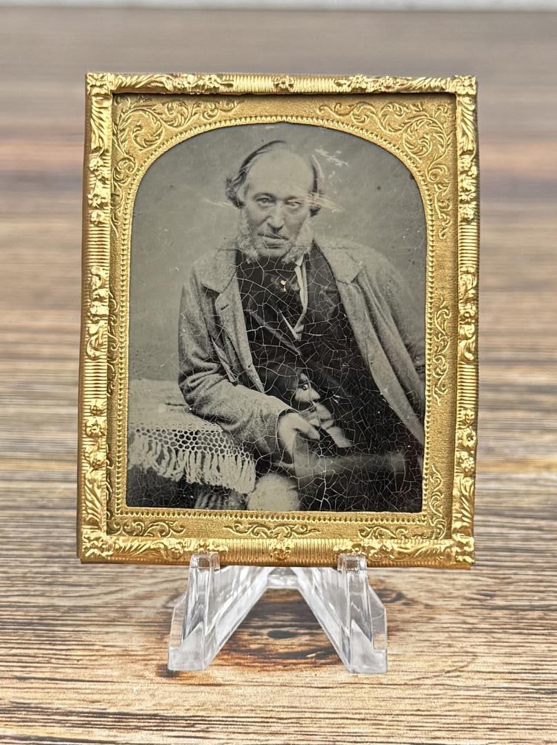 Antique Ambrotype Photo Man Holding Top Hat (1 of 3)