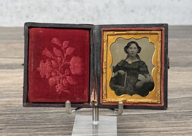 Antique Ambrotype Photo Girl Holding Book