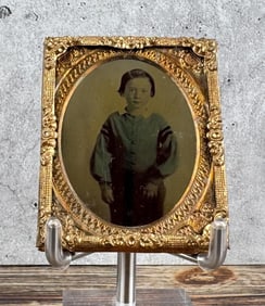 Tinted Ruby Ambrotype Photo Affluent Child
