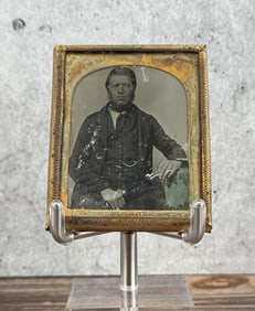 Antique Ambrotype Photo Bearded Man
