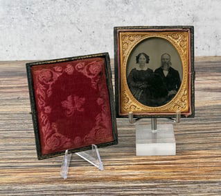 Antique Ambrotype Photo Mourning Married Couple