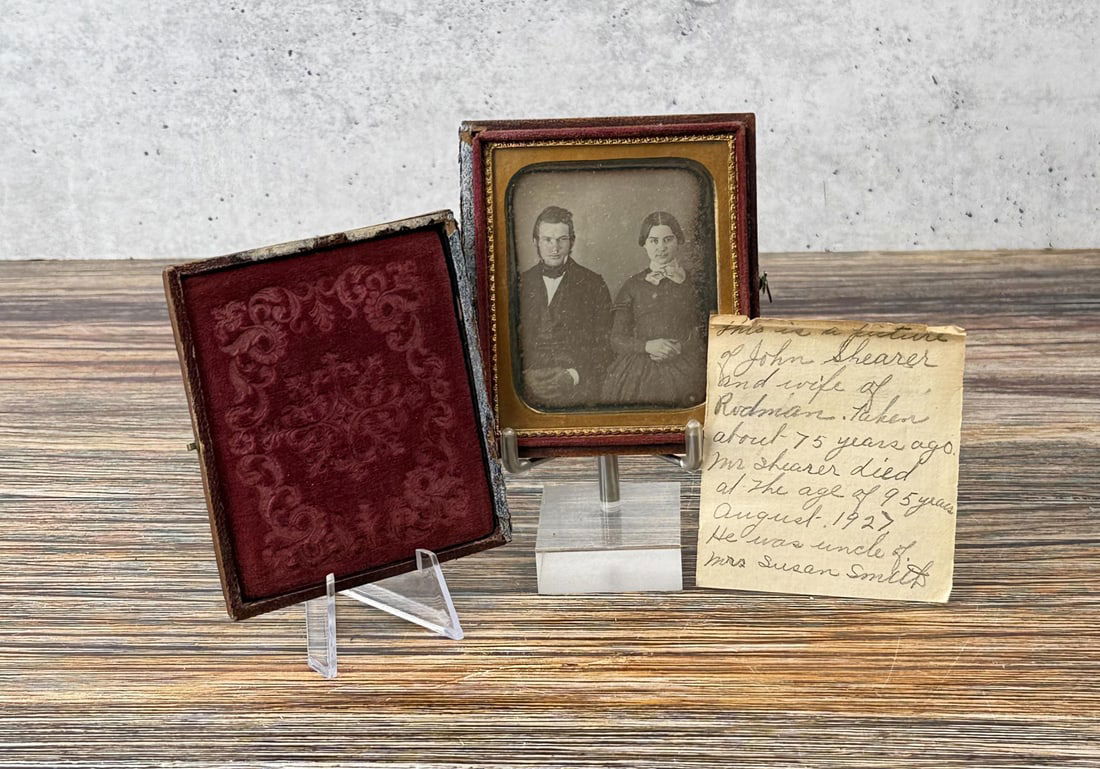 John Shearer and Wife Rudman Daguerreotype Photo: 3 1/4" by 3 3/4" cased.