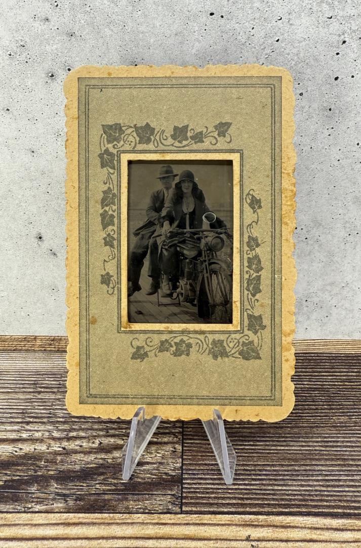 Woman Riding 1915 Premier Motorcycle Tintype Photo (1 of 3)