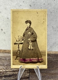 CDV Photo of Woman Holding Ice Skates Moore Bros