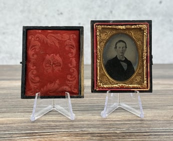 Antique Ruby Ambrotype Photo Fancy Bowtie