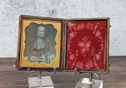 Antique Daguerreotype Photo Man Glasses and Book
