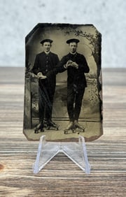 Antique Tintype Photo Gay Men On Roller Skates