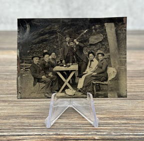 Antique Tintype Photo Of Parlor Game