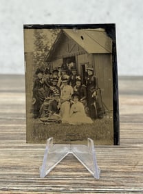 Antique Tintype Photo Women at Garden Party