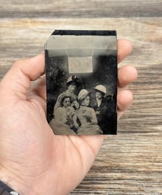 Antique Tintype Photo Women Playing Cards Gambling