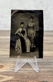 Antique Tintype Photo Blind Women with Sunglasses