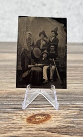 Antique Tintype Photo Costumed with Shotgun