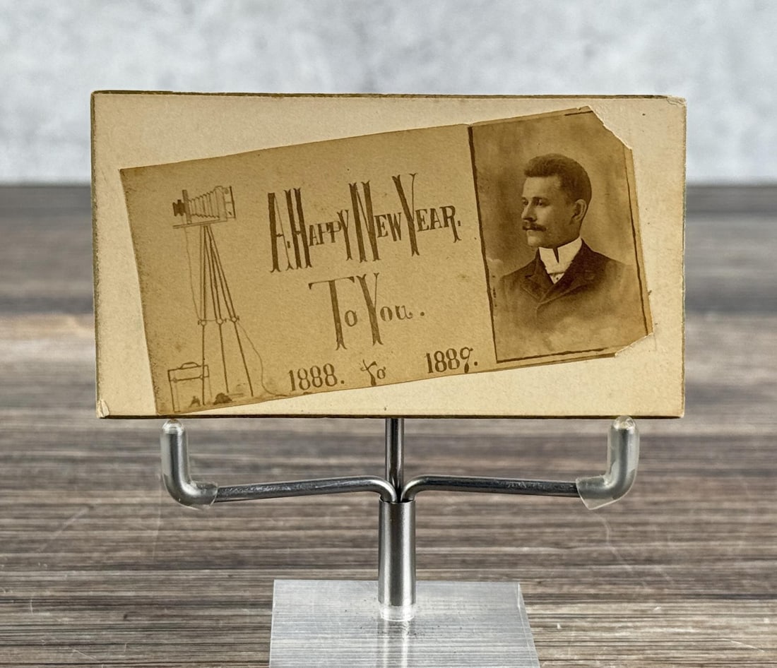 1888 Photographer Happy New Year CDV Photo: Arnold Kohl Amateur Photographer. 3 1/2" by 2"