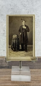 CDV Photo Of Young Man & Hat
