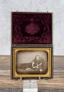 Antique Daguerreotype Photo Of Girl & Dog