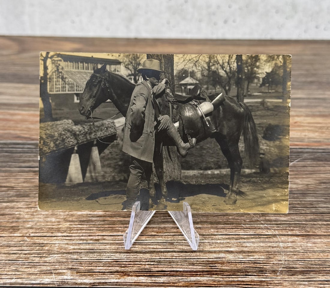 Buck Garrett Oklahoma Gunfighter RPPC Postcard: Buck Garrett was a career lawman and gunfighter in Oklahoma. Signed on the Back Buck Garrett 2 Gun Man Ardmore Oklahoma. The nephew of Pat Garrett, Buck was born in Tennessee on May 24, 1871, and move