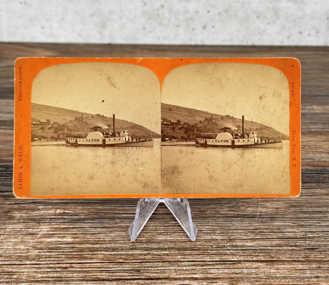 James Weld Paddle Wheel Steamship Yates Stereoview: Penn Yan New York.