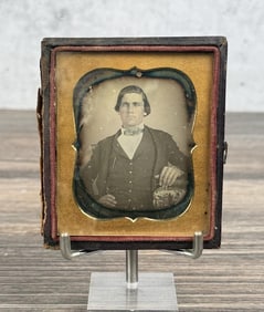 Antique Daguerreotype Photo Blue Bowtie