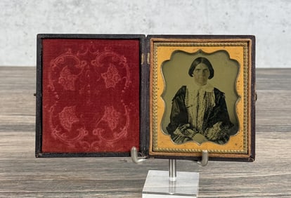 Antique Ambrotype Photo Girl In Fancy Dress