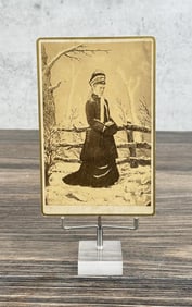 Cabinet Photo of Woman in Fake Snow Storm
