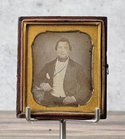Antique Daguerreotype Photo Man with Book