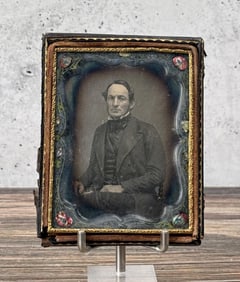 Antique Daguerreotype Photo Inlaid Frame