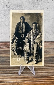 Canadian Indian Chief and Wife RPPC Photo Postcard