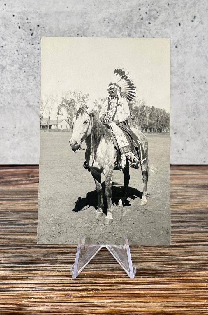 Sioux Indian Chief RPPC Photo Postcard (1 of 3)