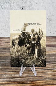Cowboy Trading with Indians RPPC Photo Postcard