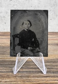 Antique Tintype Photo Child with Prosthetic Eye