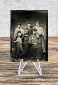 Antique Tintype Photo 4 Daughters and Wife