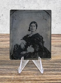 Antique Tintype Photo Woman in Mourning