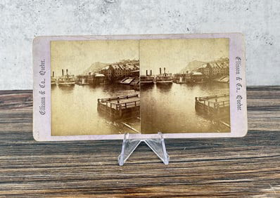 Montreal Canada Harbor Steamers Stereoview