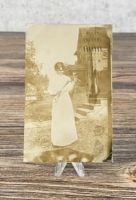 Woman Holding Human Femur RPPC Postcard
