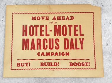 Hotel Motel Marcus Daly Montana Campaign Poster