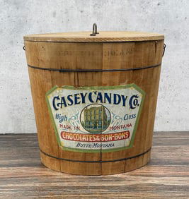 Casey Candy Co Butte Montana Wood Bucket