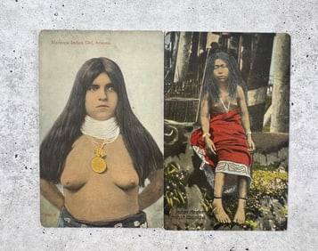 Indian Girls Tinted Postcards
