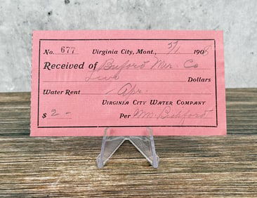 Virginia City Montana Water Company Reciept