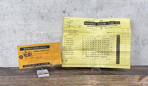 Standard Saddle Tree Company Utah Invoice