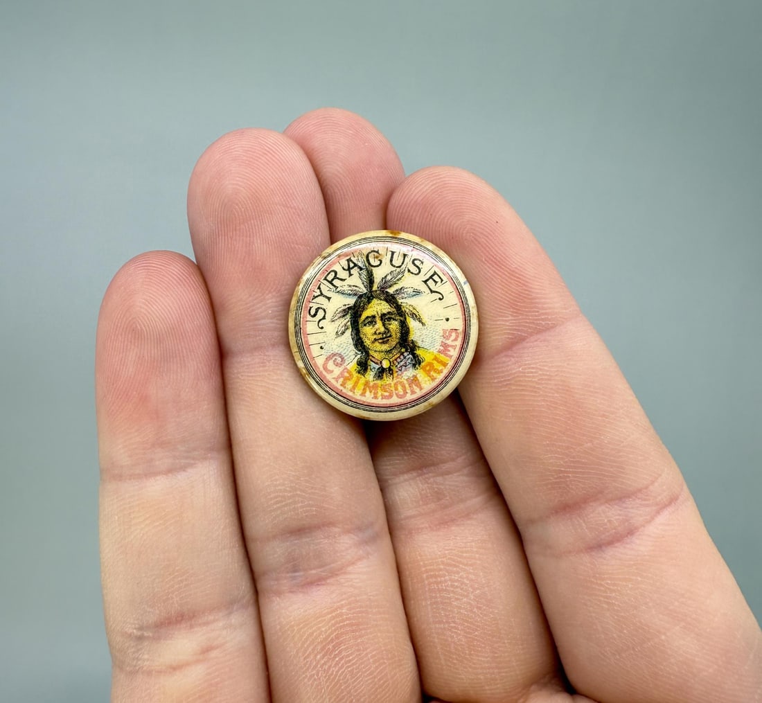 Syracuse Crimson Rims Celluloid Advertising Button (1 of 3)
