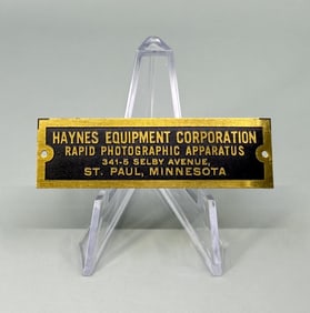 Haynes Photographic Equipment Plaque