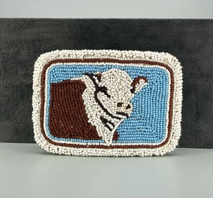Native American Indian Beaded Belt Buckle