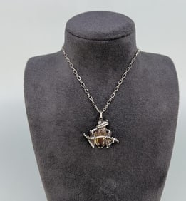 Sterling Silver Frog on Branch Necklace