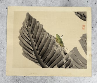 Kono Bairei Grasshopper Woodblock Print